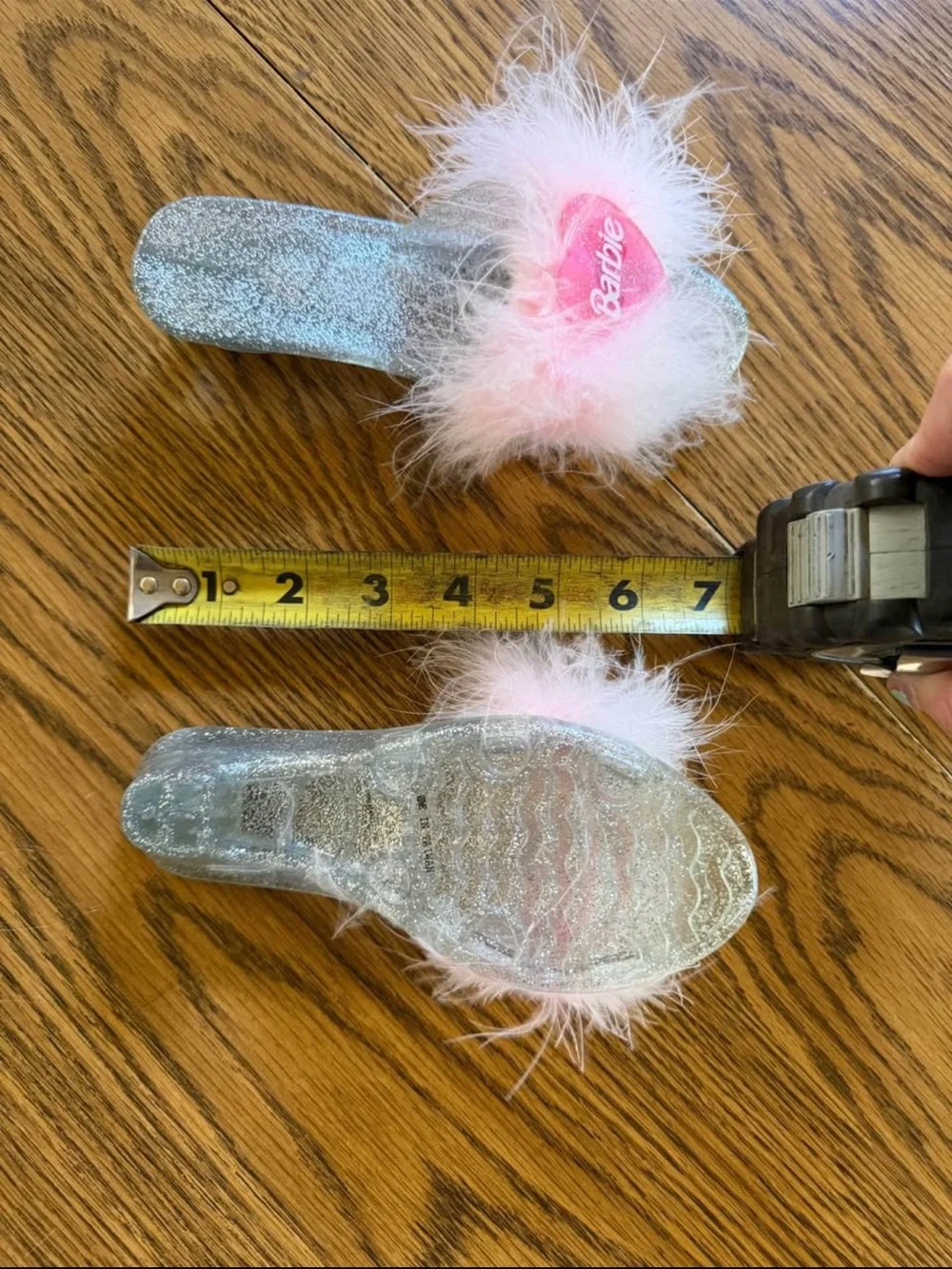 Barbie Kids Pink Heart Fuzzy Glitter Dress-Up Kitten Heels